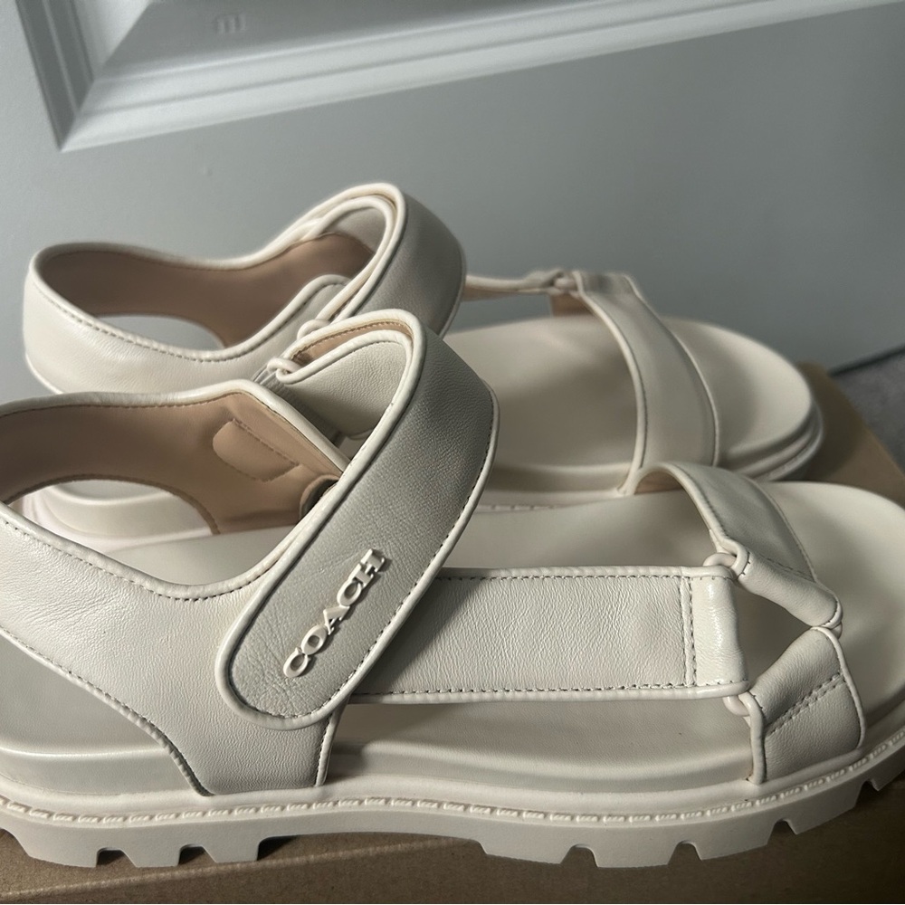 Leather Coach Women's Off-White Sandals